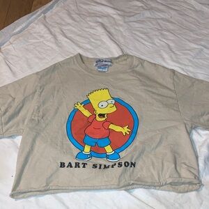 Bart Simpson Graphic Crop Top - Beige